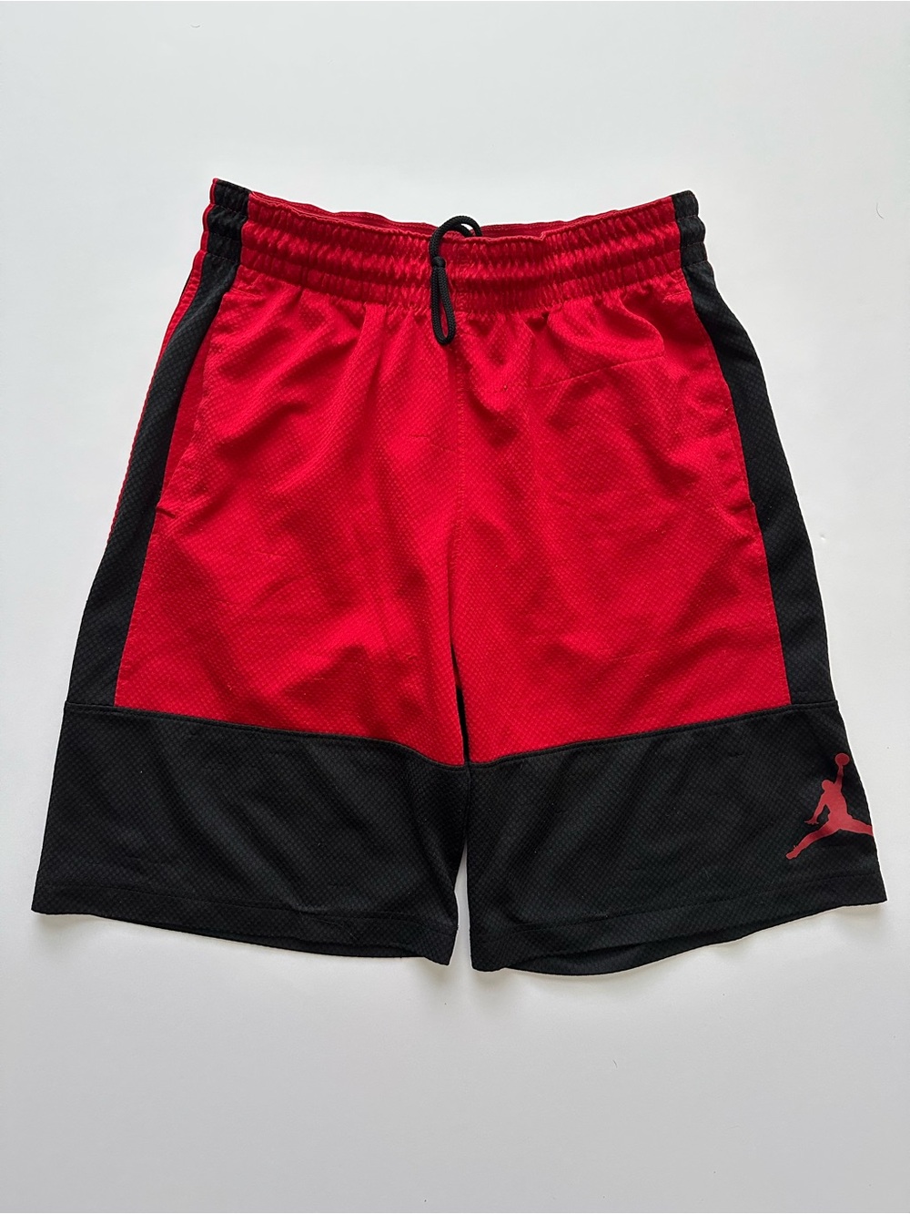 Jordan Red and Black Mesh Basketball Shorts with Jumpman